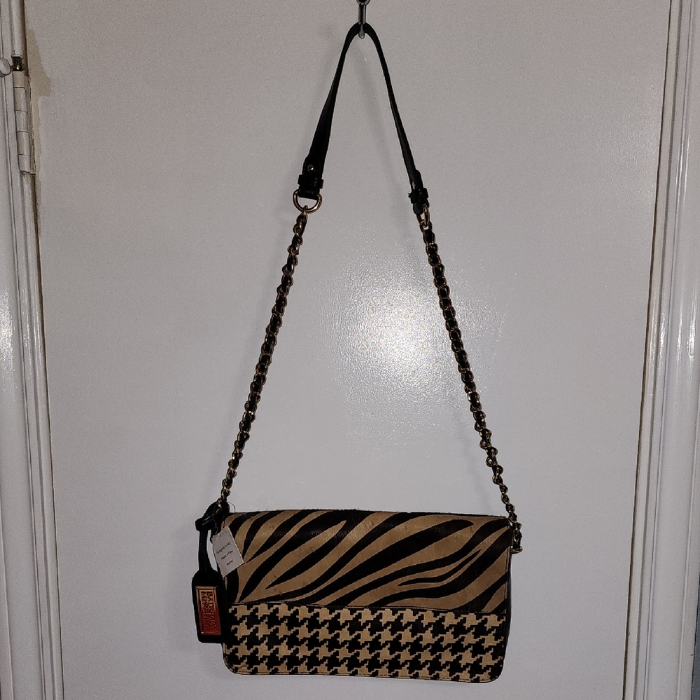 NWT "BADGLEY MISCHKA" Ponyhair/Leather Black and Tn Women's Bag